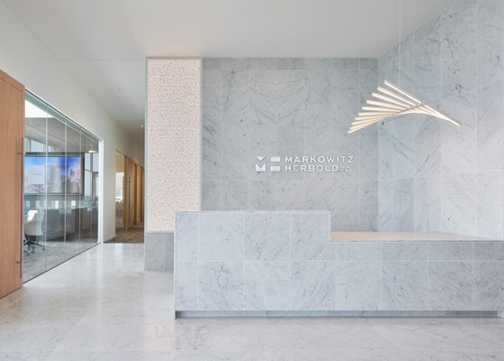 Elegant lobby at Markowitz Herbold's office building